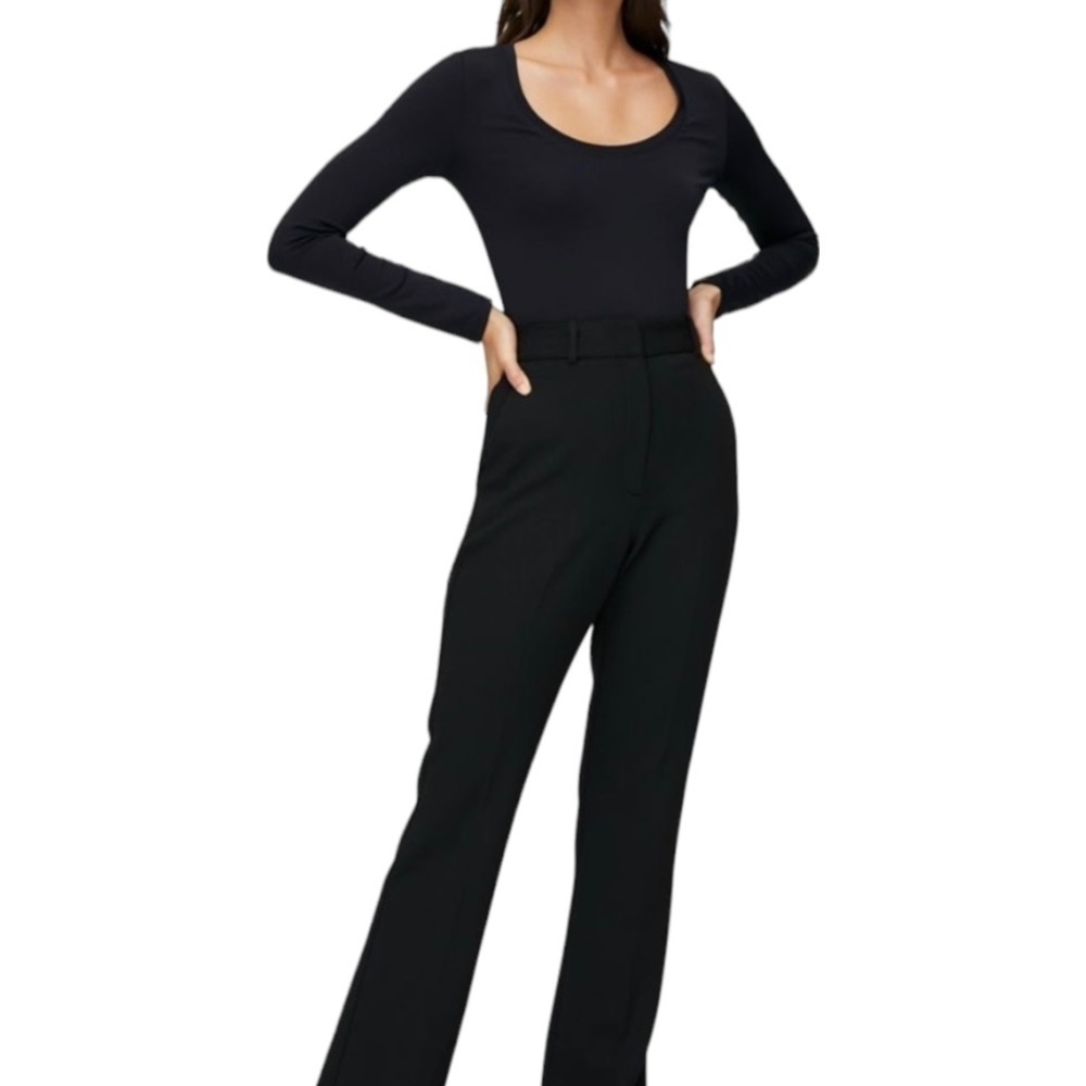 Babaton Aritzia Black Stretch Knit Long Sleeve Crop Top Women’s Large - Picture 4 of 14